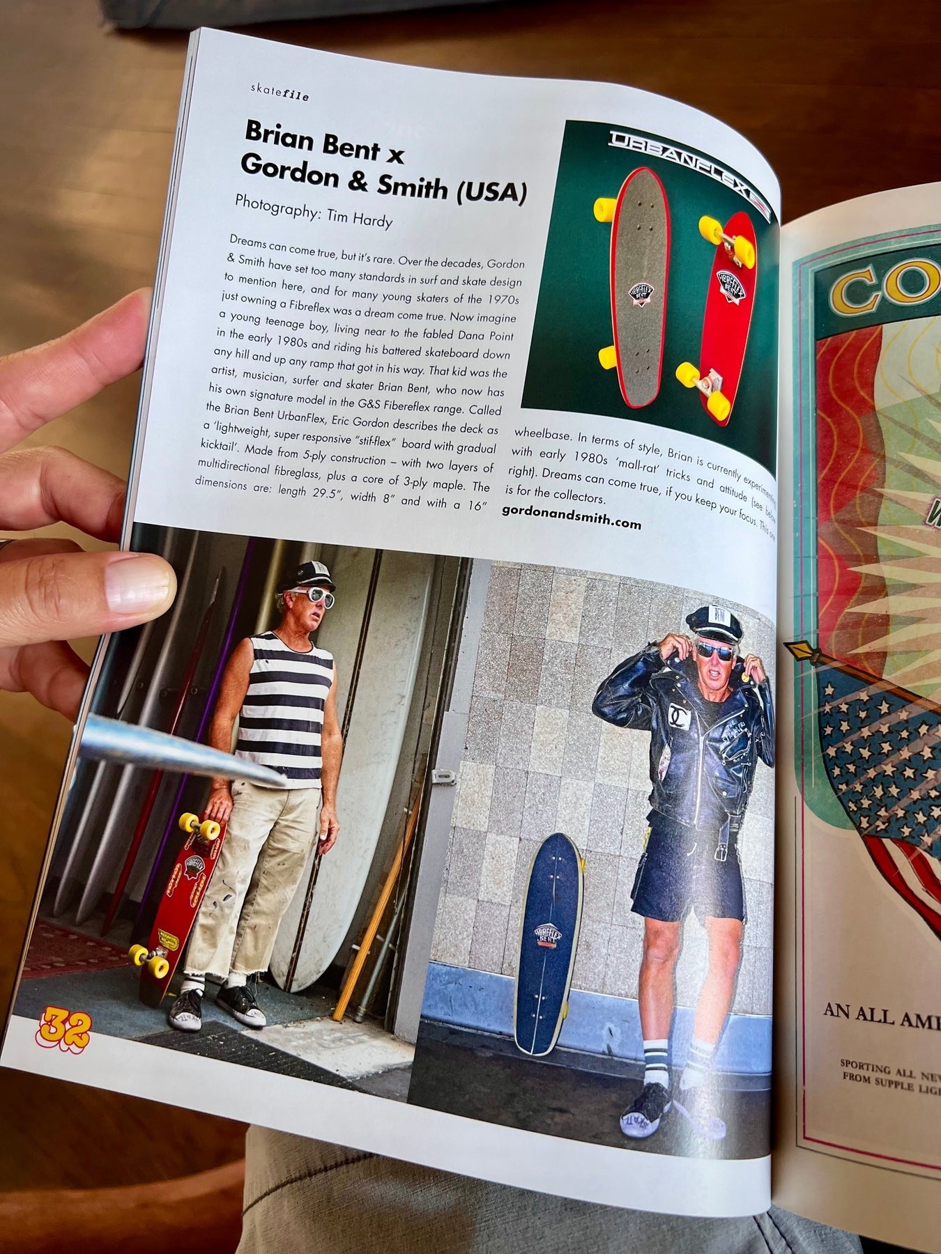 Gordon and Smith Fibreflex + Brian Bent Collaboration The Urban Flex Old School Skateboard Deck 8.25"