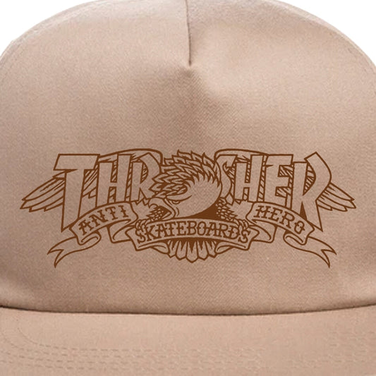 Thrasher x Anti-Hero Mag Banner Snapback Cap - Khaki