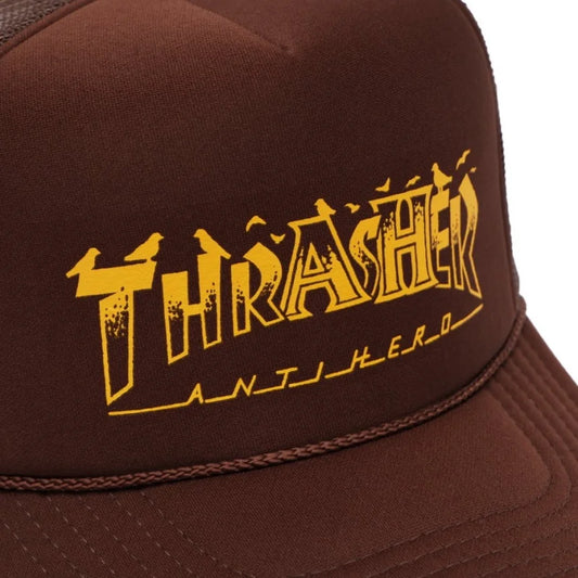Thrasher x Anti-Hero Pigeon Mag Trucker Cap - Brown