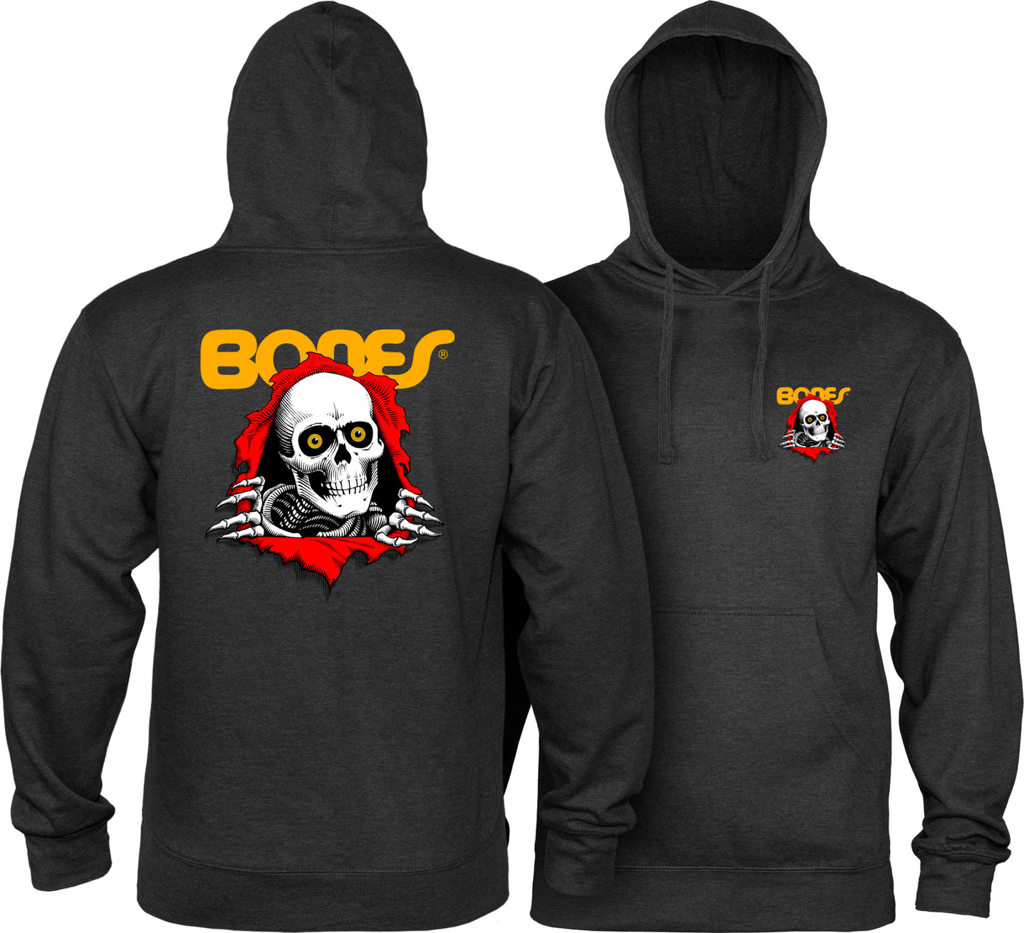 Powell Peralta Ripper Hooded Sweatshirt mid Weight Charcoal Heather