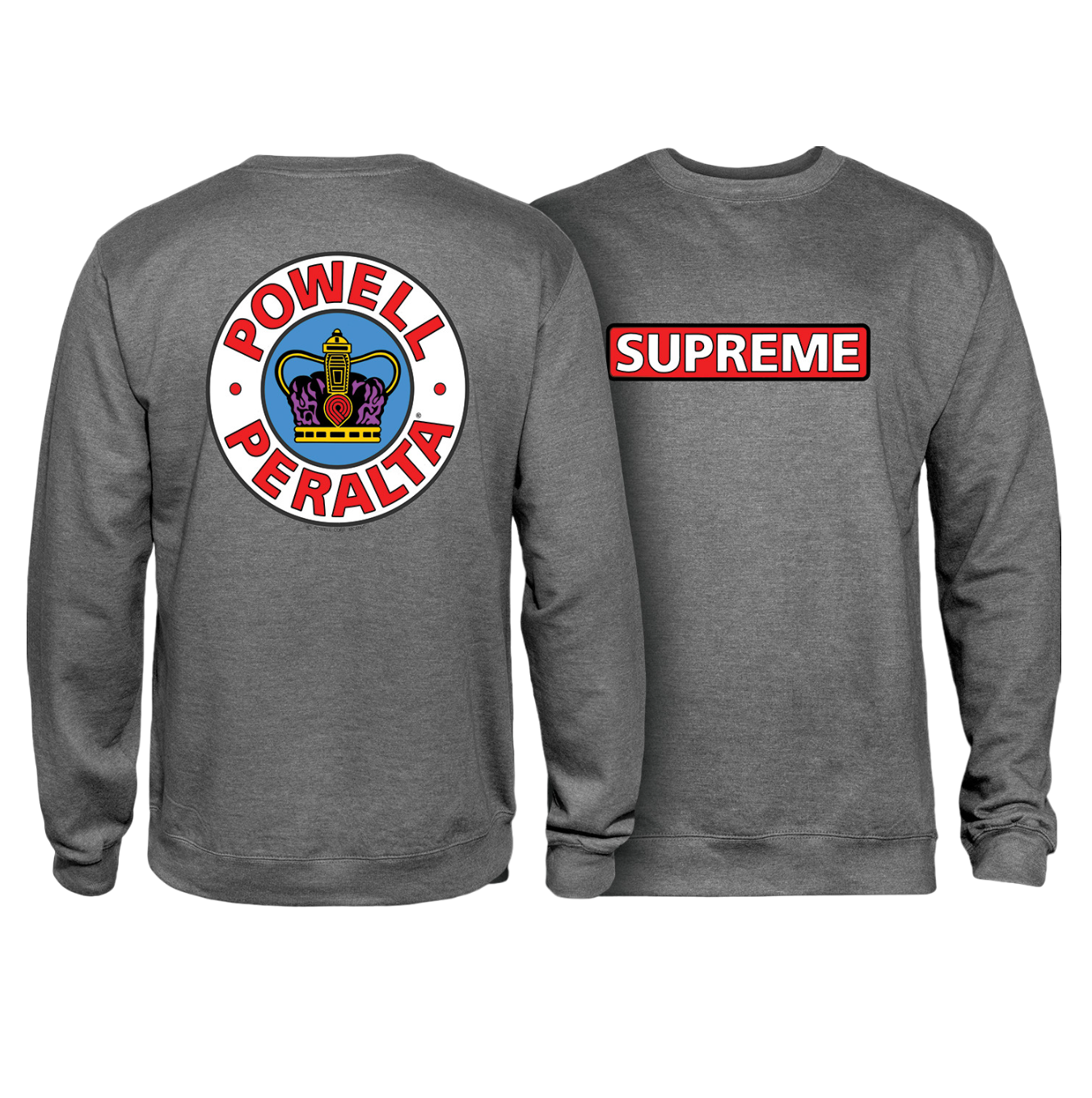 Powell Peralta Supreme Midweight Crewneck Sweatshirt - Gunmetal