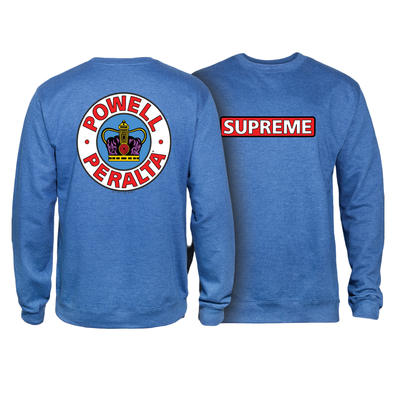 Powell Peralta Supreme Midweight Crewneck Sweatshirt - Royal Heather