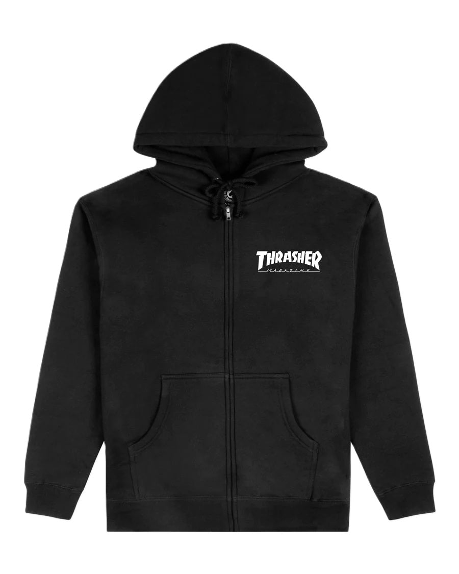 Sweat Hood Zip Thrasher Logo Black