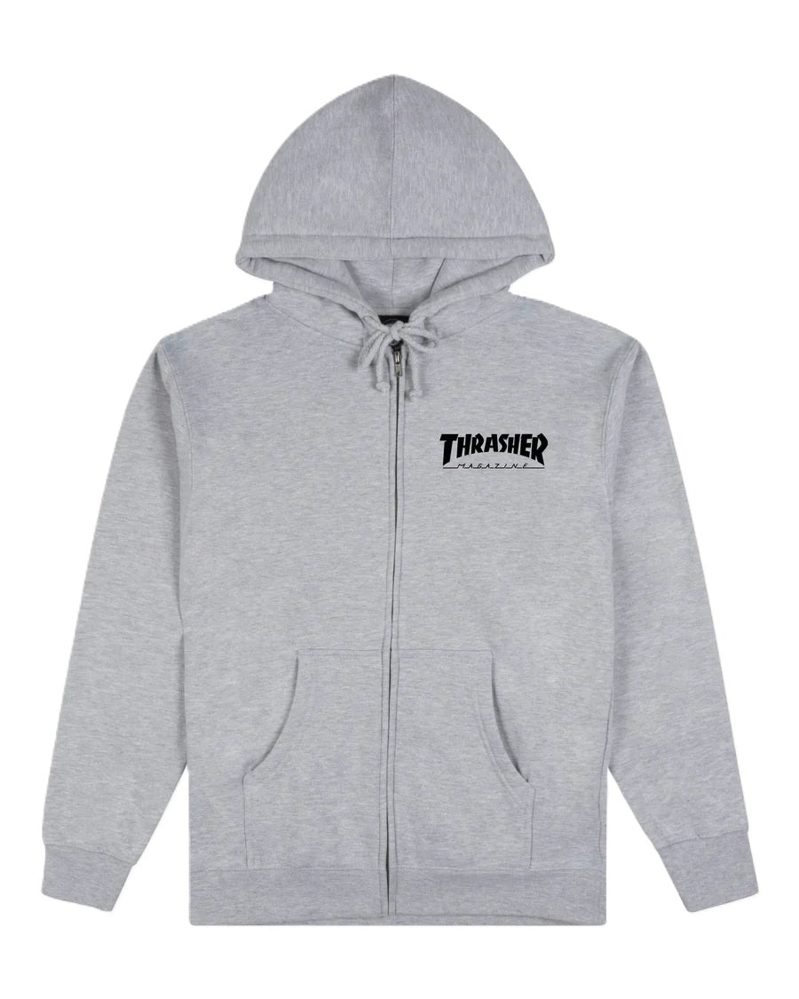 Sweat Hood Zip Thrasher Logo Gray
