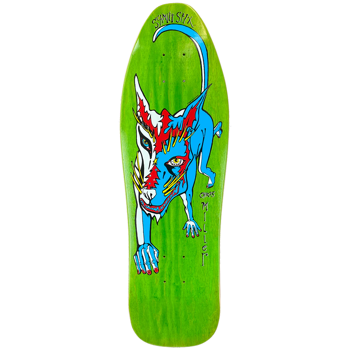 Schmitt Stix Chris Miller Mini Old School Green Stain Skateboard Deck 9.0"