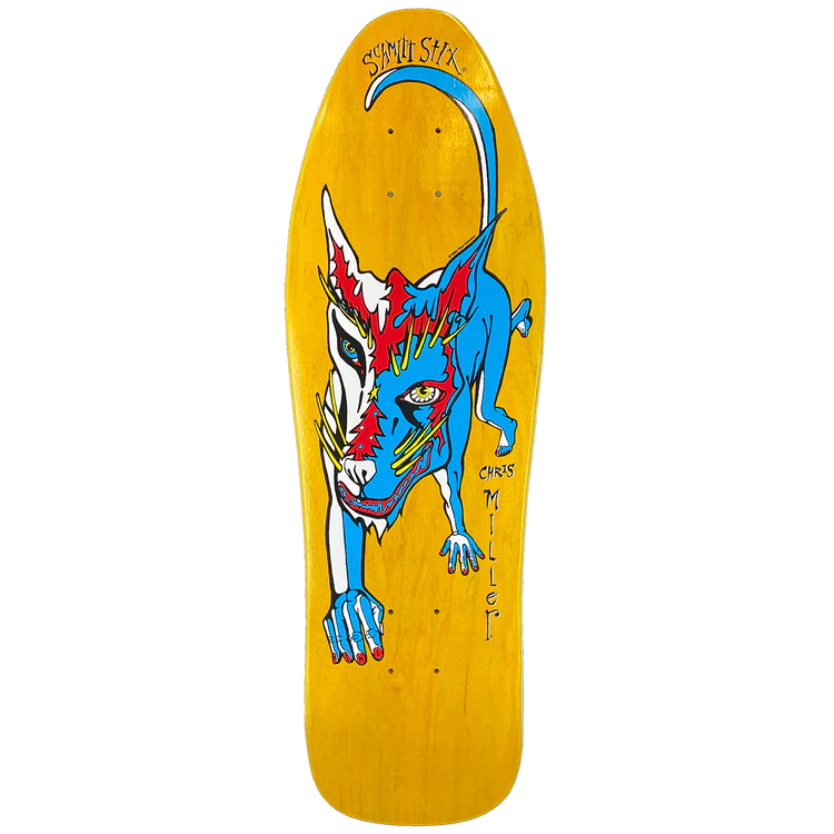 Schmitt Stix Chris Miller Mini Old School Yellow Stain Skateboard Deck 9.0"