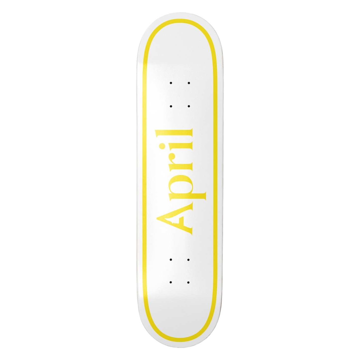 April OG Logo Twin Shape Yellow White Skateboard Deck 8.25"