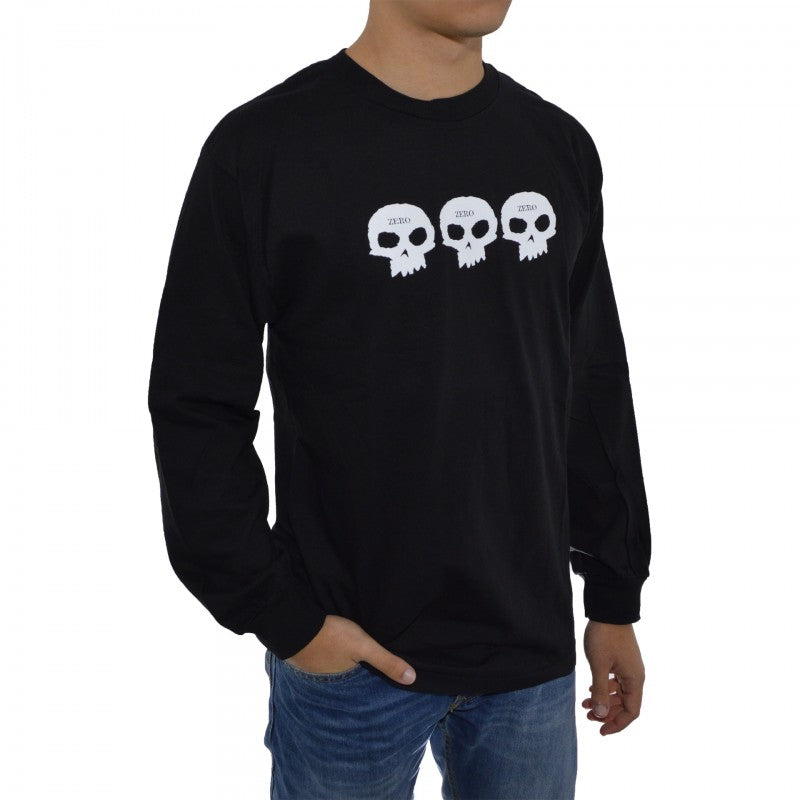 Longsleeve Zero Three Skulls Preto