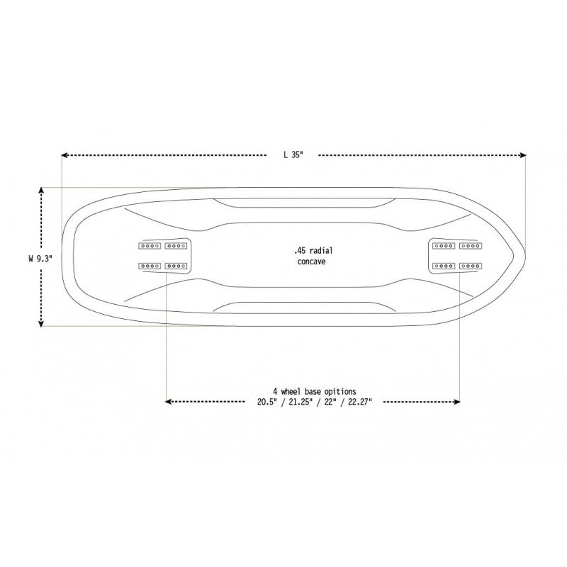Moonshine Sidekick Black/White Longboard Deck 35"