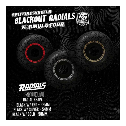 Rodas Spitfire Formula Four Radials Blackout Black Red 52mm 101DU