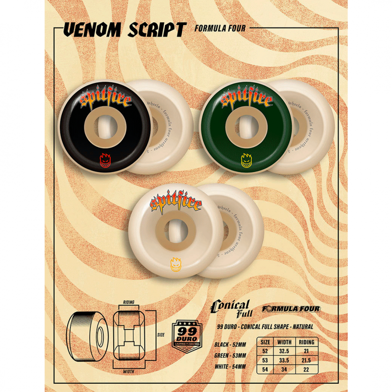 Rodas Spitfire Formula Four Venom Script Conical Full - 54mm 99DU