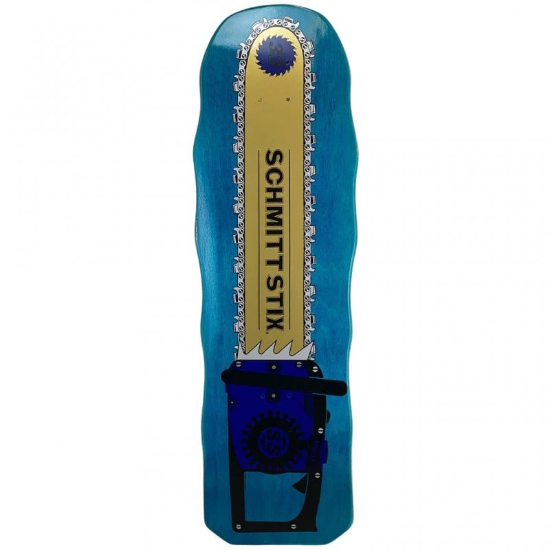 Schmitt Stix Chainsaw Old School Blue Stain Skateboard Deck 10"