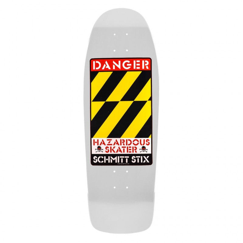 Schmitt Stix Danger Old School White Skateboard Deck 10.125"