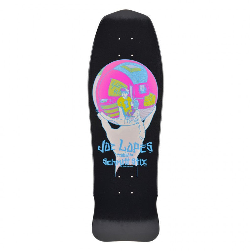 Schmitt Stix Joe Lopes Crystal Ball Old School Black Skateboard Deck 9.875"