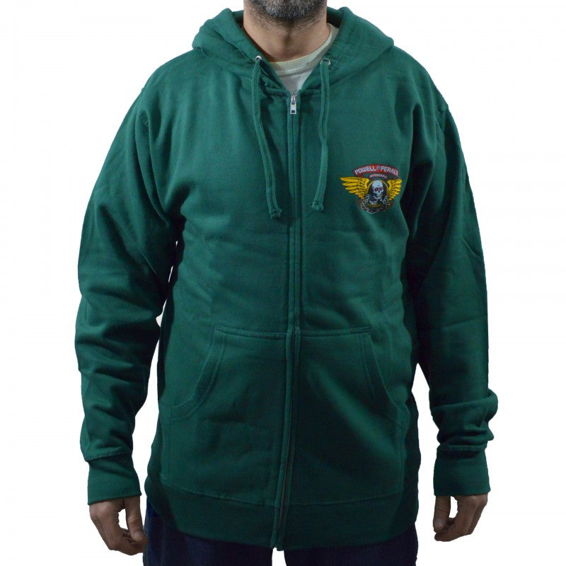 Powell Peralta Sweatshirt Hoodie Zip Winged Ripper - Alpine Green