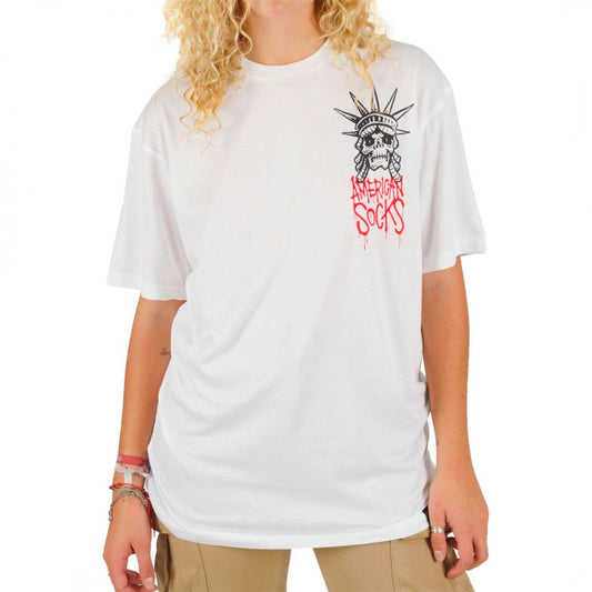 T-shirt American Socks Freedom Is a Lie - Branco