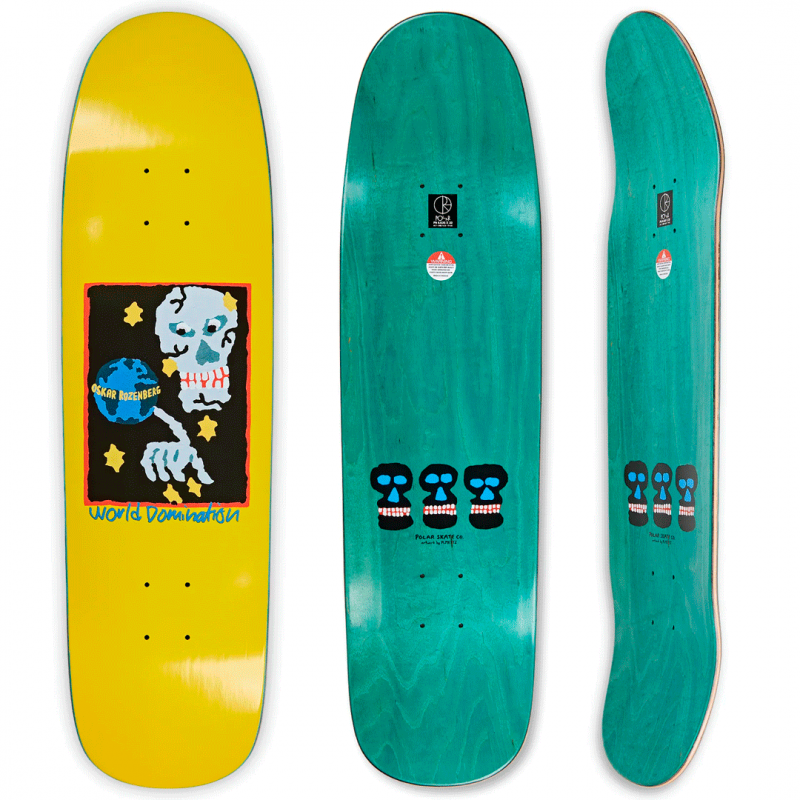 Polar Oskar Rozenberg World Domination Yellow P9 Skateboard Deck 8.625"