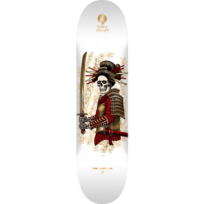 Powell Peralta Sakura Yosozumi Onna-Bugeisha White/Gold Foil Skateboard Deck 8.25"