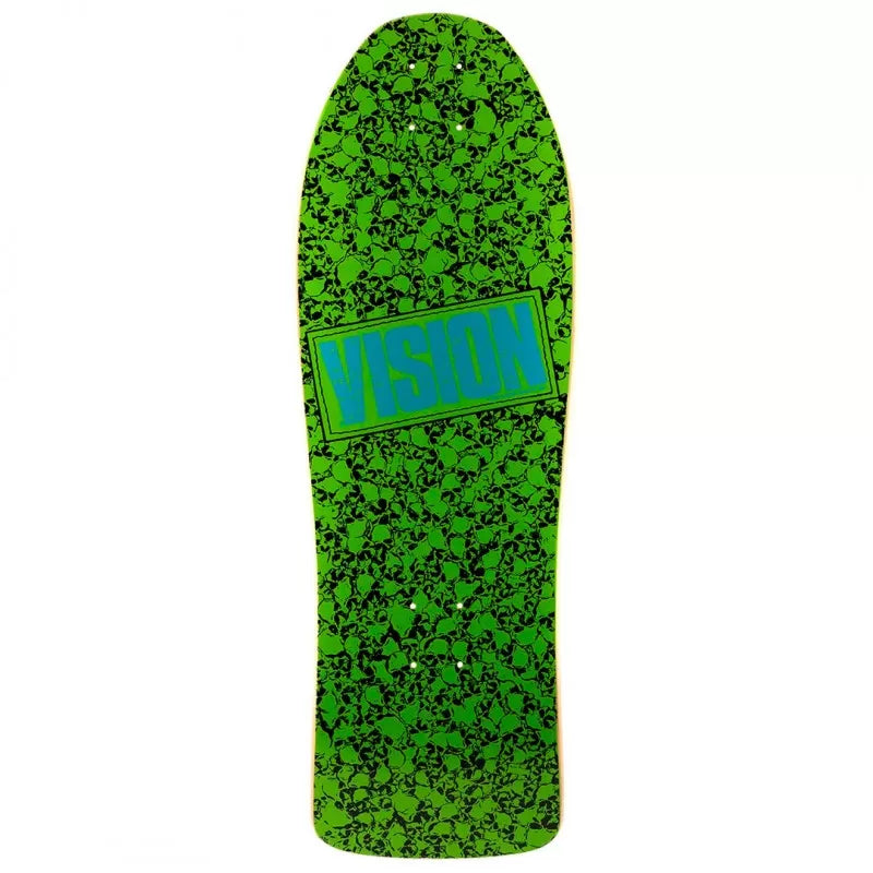 Vision Punk Skull Green Old School Skateboard Deck 10"