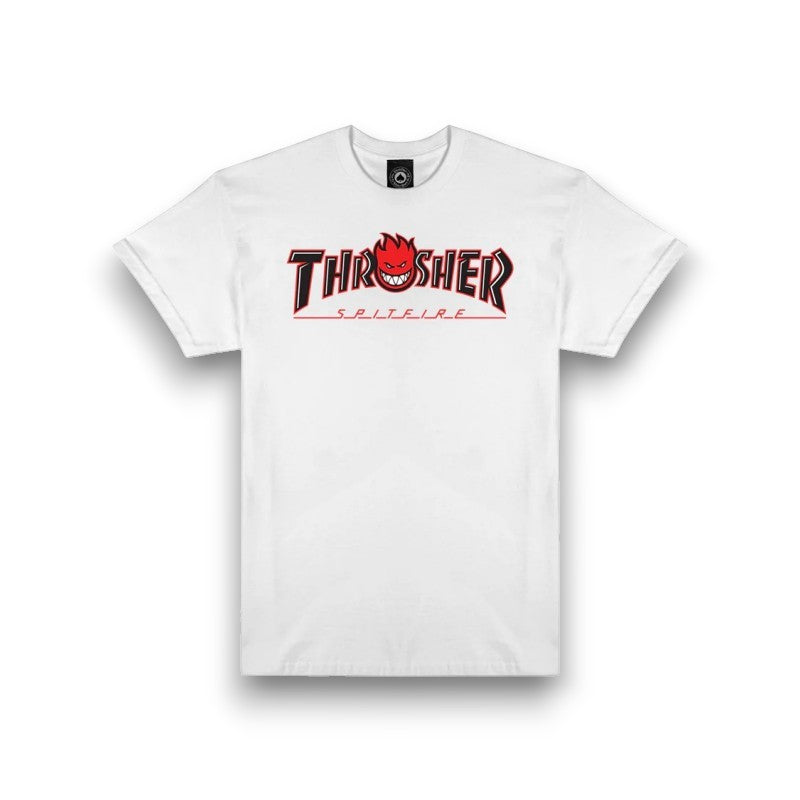 T-Shirt Thrasher x Spitfire Big Head Outline - White