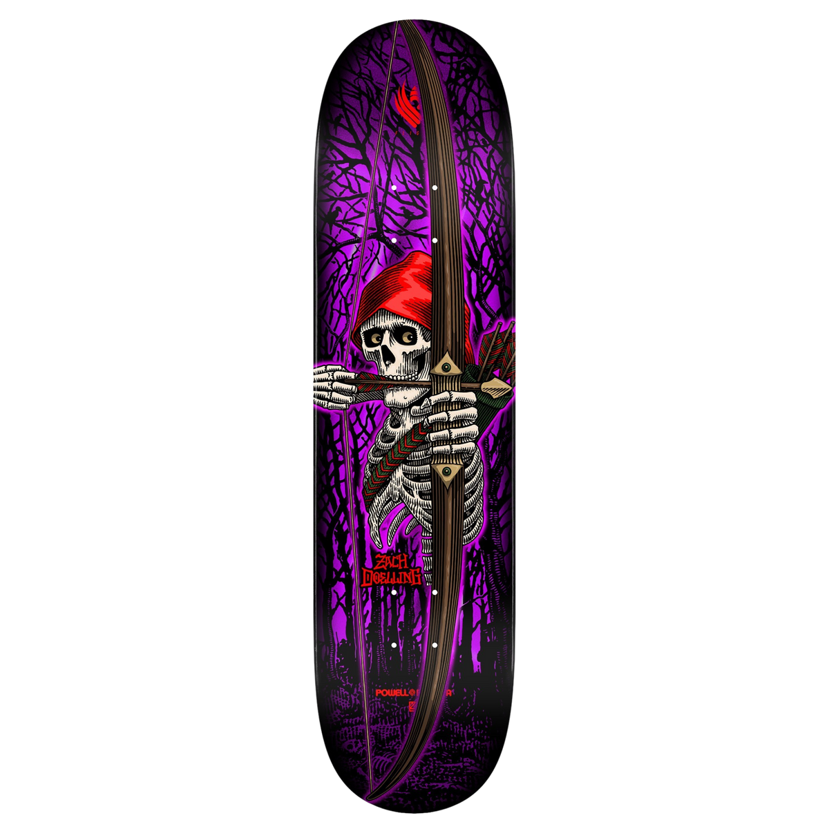 Powell Peralta Flight Zach Doelling Archer Purple Skateboard Deck 8.0"