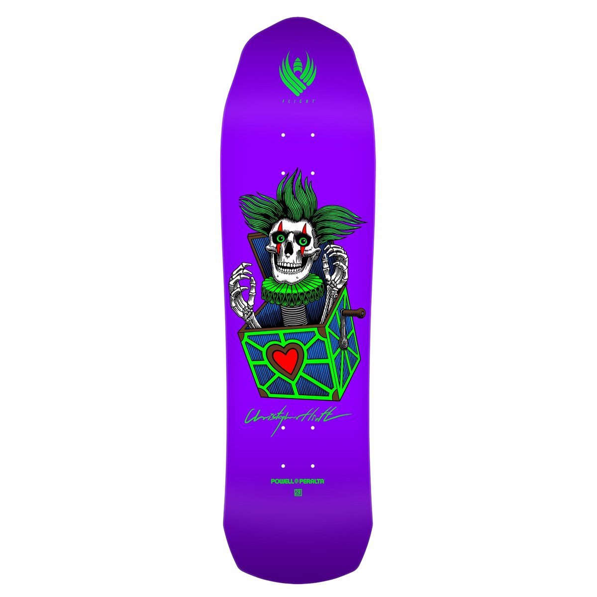 Powell Peralta Flight Chris Hiett Skull Purple Skateboard Deck 8.5"