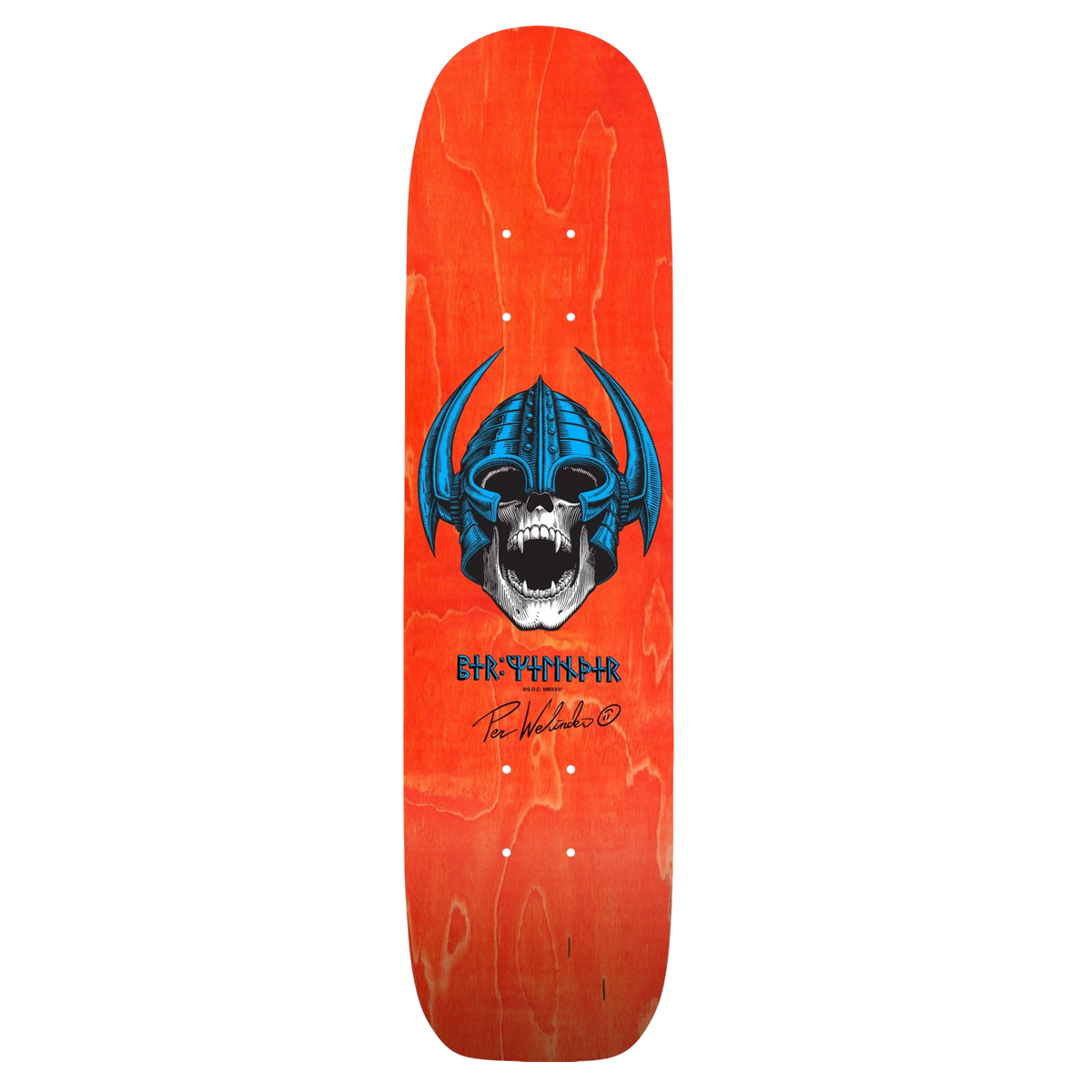 Powell Peralta Per Welinder Nordic Skull Freestyle Orange Veneer Skateboard Deck 7.25"