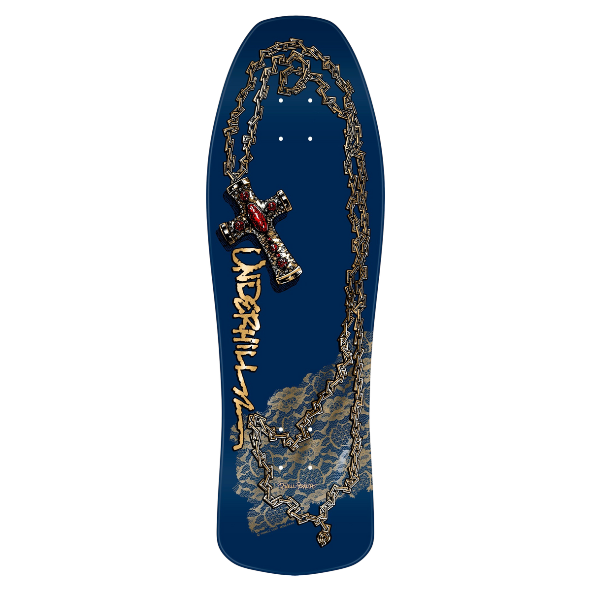 Powell Peralta Ray Underhill Cross Navy/Gold Foil Skateboard Deck 9.9"