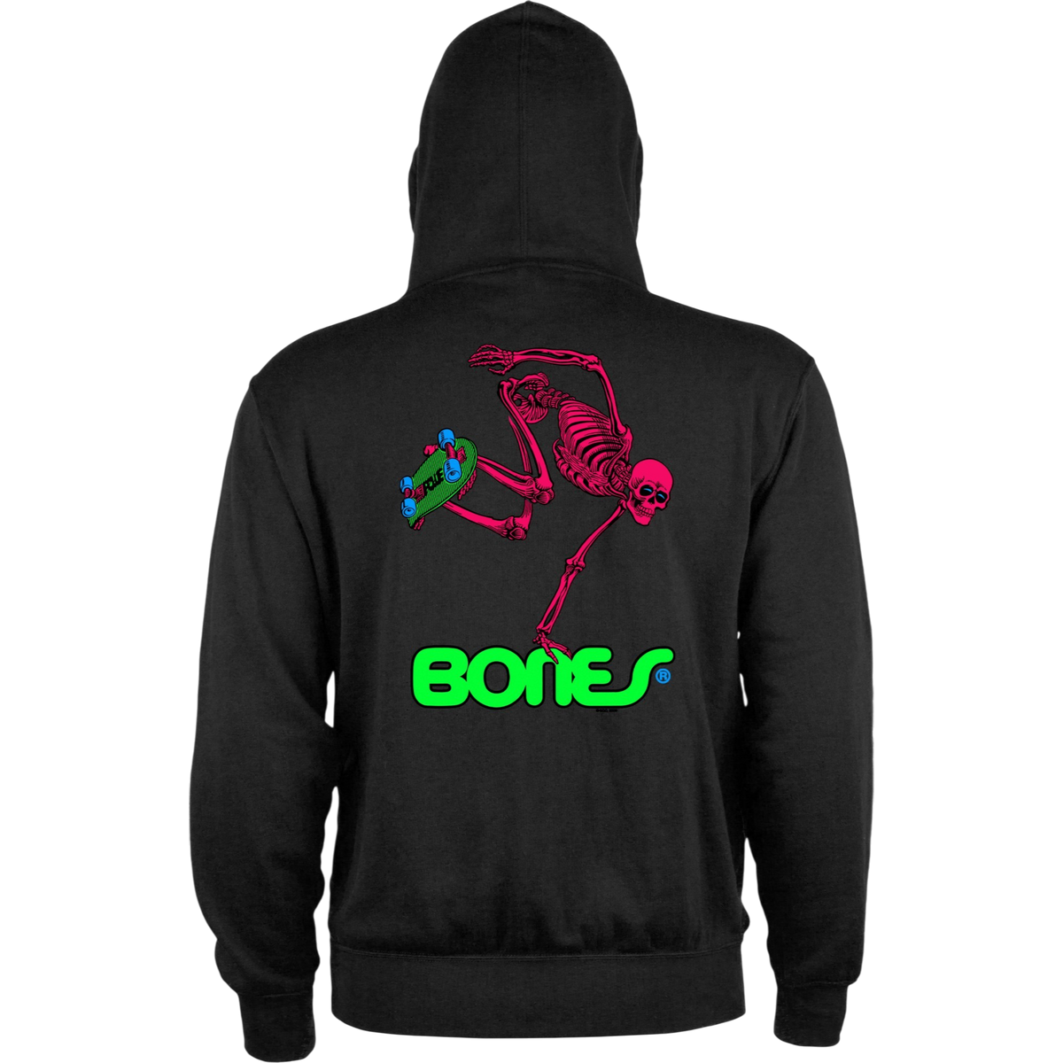 Powell Peralta Sweat Hood Zip Skateboard Skeleton - Blacklight