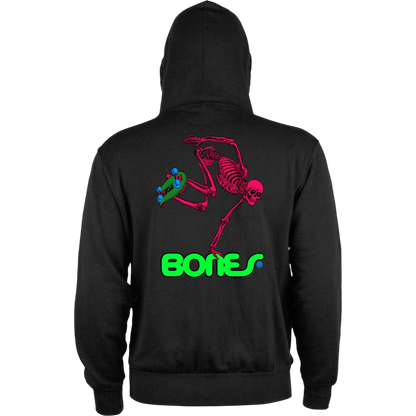 Powell Peralta Sweat Hood Zip Skateboard Skeleton - Blacklight