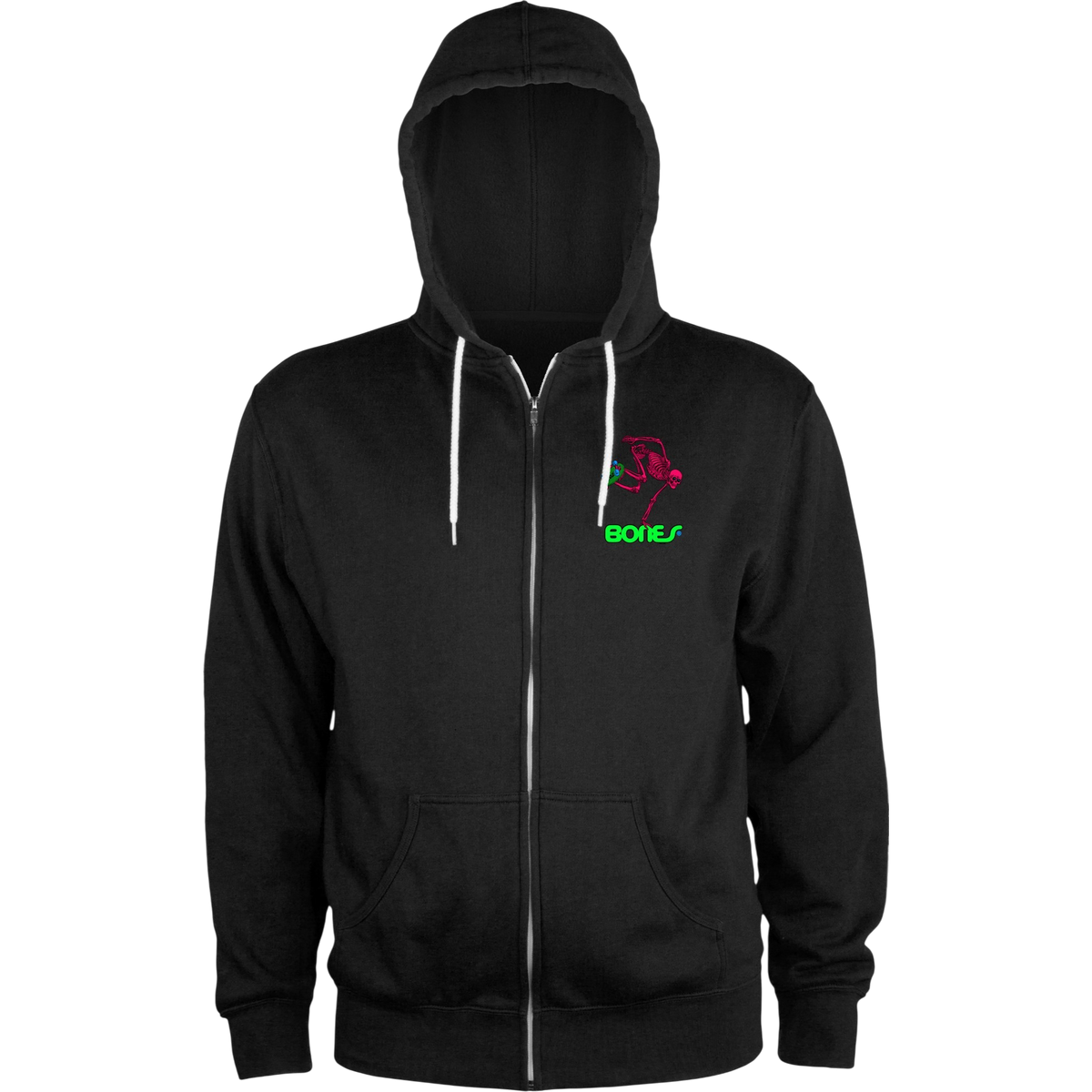 Powell Peralta Sweat Hood Zip Skateboard Skeleton - Blacklight