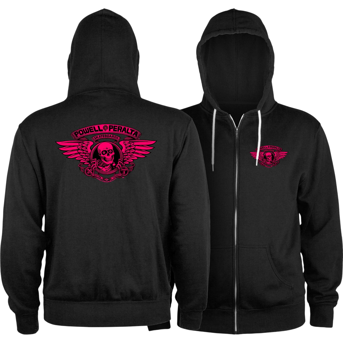Powell Peralta Winged Ripper Zip-Up Hoodie - Blacklight Pink