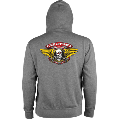 Powell Peralta Sweat Hood Zip Winged Ripper - Gunmetal Heather