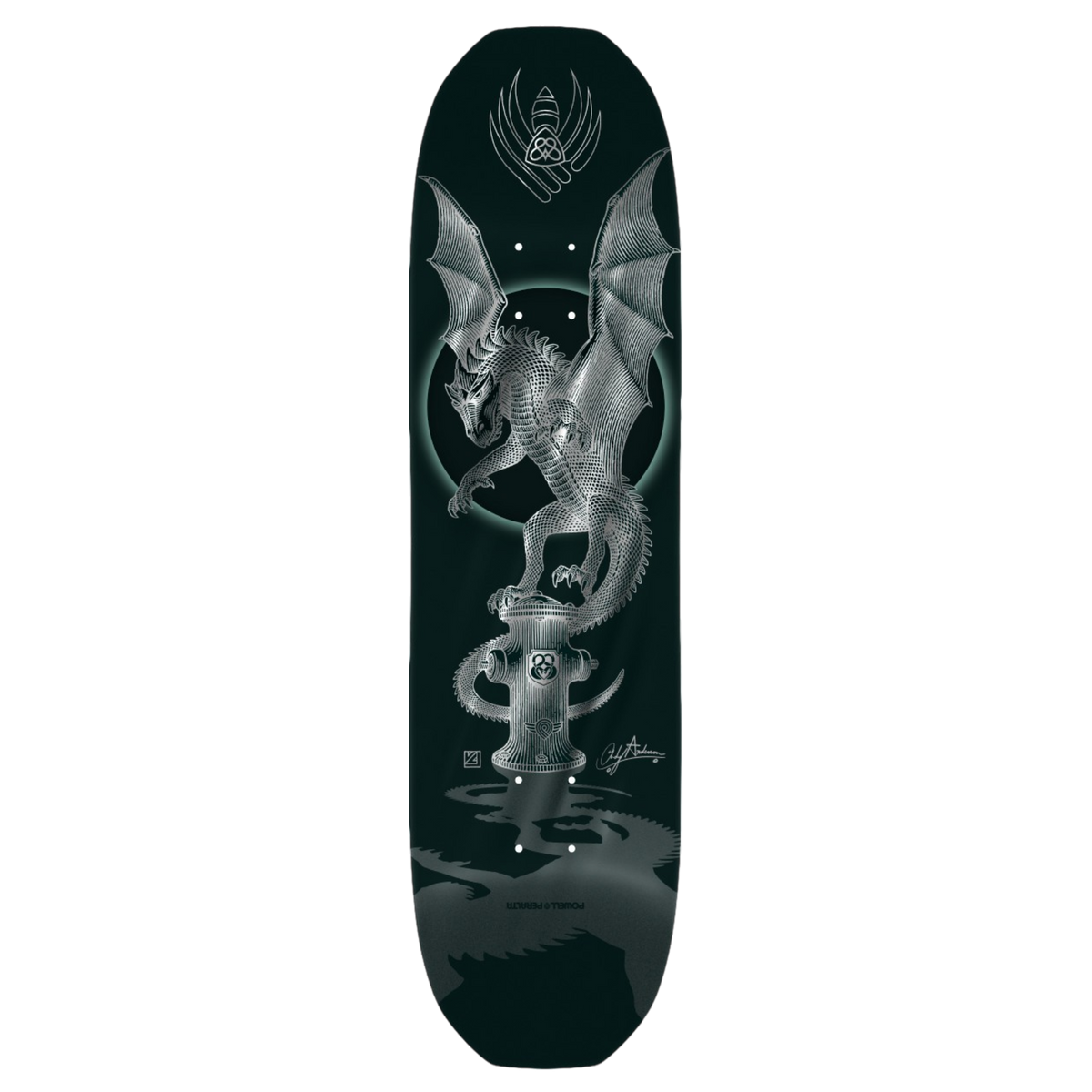 Powell Peralta Flight Andy Anderson Hydrant Silver Foil Skateboard Deck 8.4"