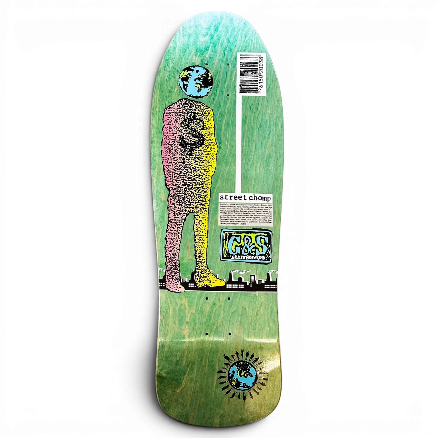 Gordon and Smith 1989 Street Chomp 1 Green Skateboard Deck 10"
