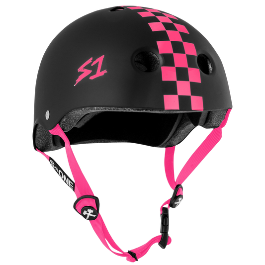 S-One V2 Lifer Black / Pink Checkers CPSC Certified Helmet