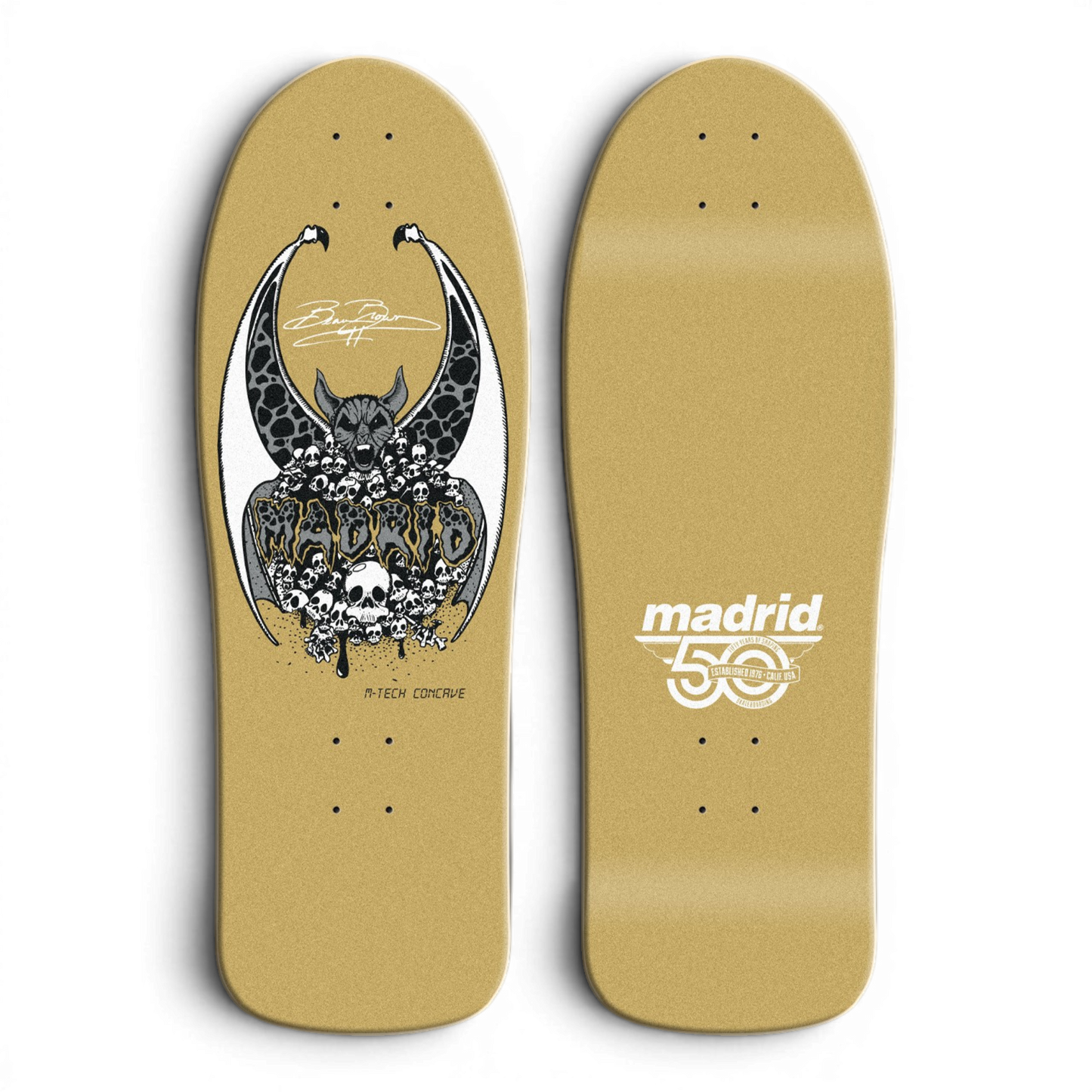 Madrid Beau Brown Gold Old School Skateboard Deck 10.5"
