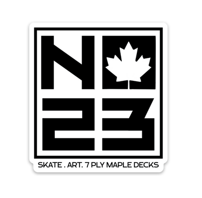 NO23 7Ply Maple Logo White Kids Skateboard Deck 7.25"