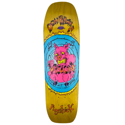 Vision Don Brown Pig Stick 2 Yellow Stain Skateboard Deck 8.75"