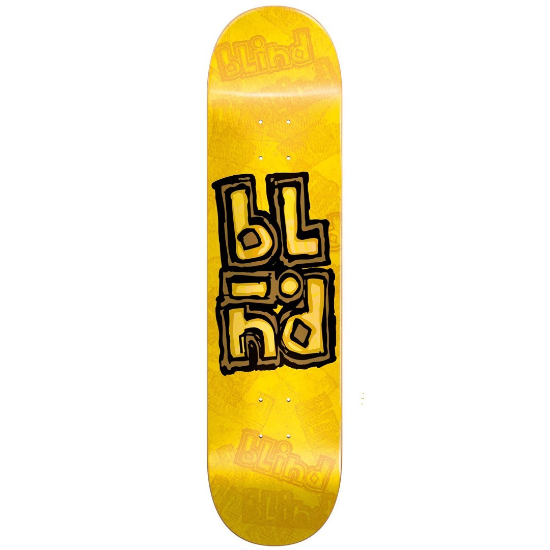Blind OG Stacked Stamp Yellow Skateboard Deck 7.75"