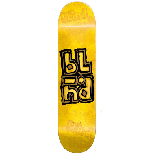 Blind OG Stacked Stamp Yellow Skateboard Deck 7.75"