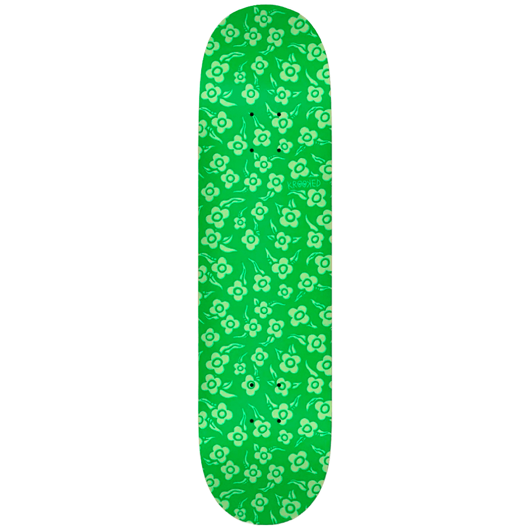 Krooked Flowers Green Skateboard Deck 8.38"