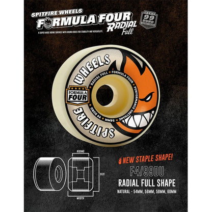Spitfire Formula Four Radial Full Wheels - 56mm 99DU