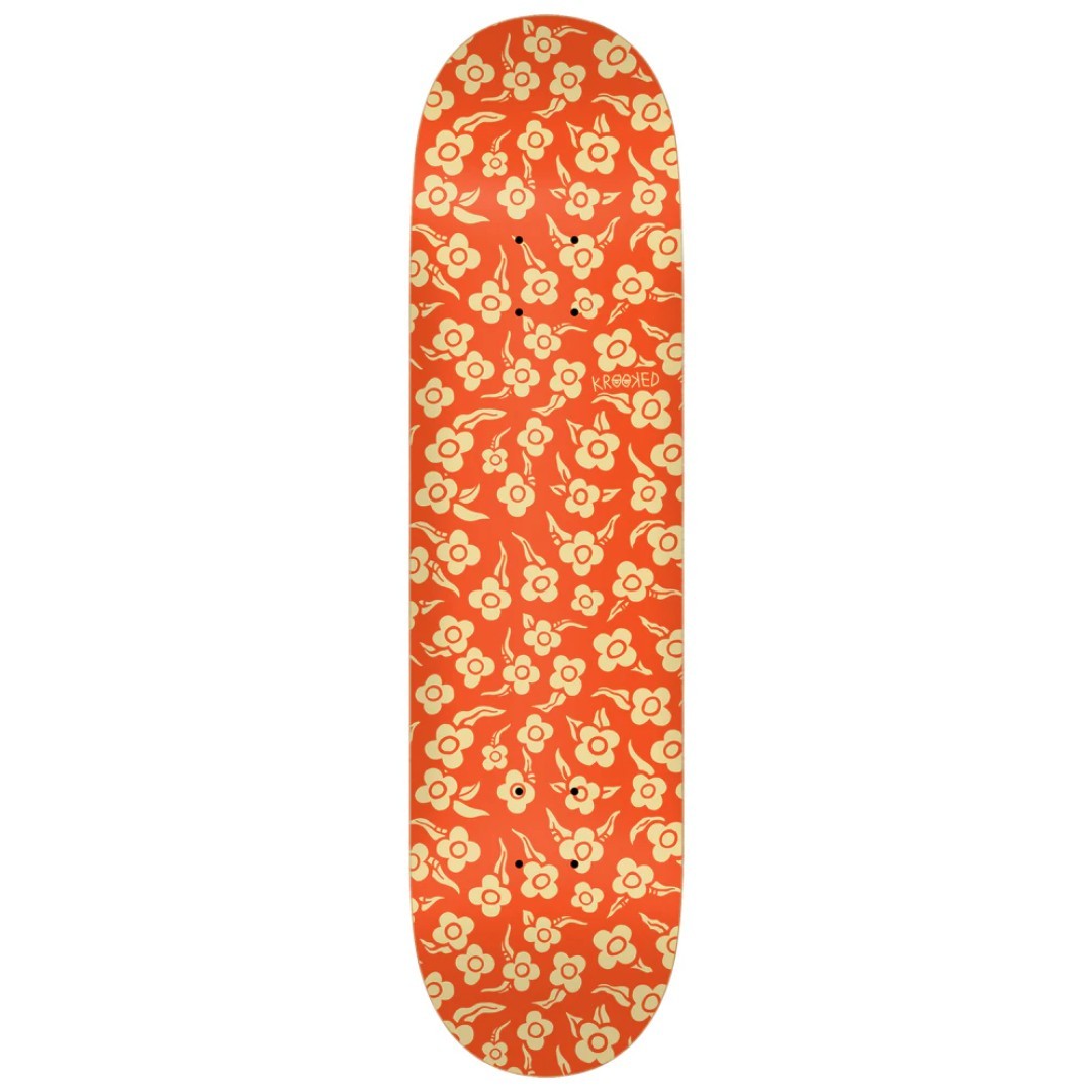 Krooked Flowers Orange Skateboard Deck 8.06"