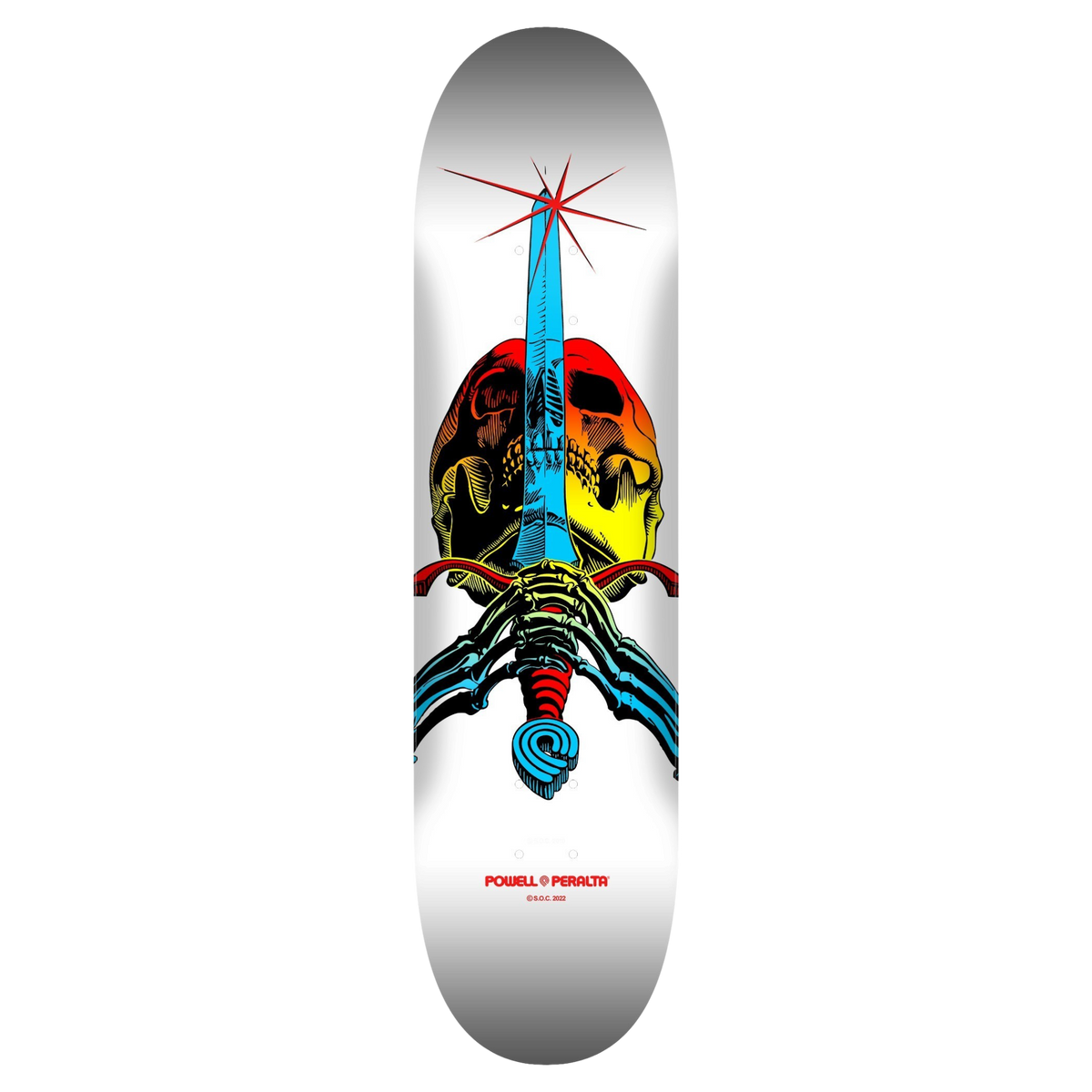 Powell Peralta Skull & Sword Yellow Fade/White Skateboard Deck 8.25"