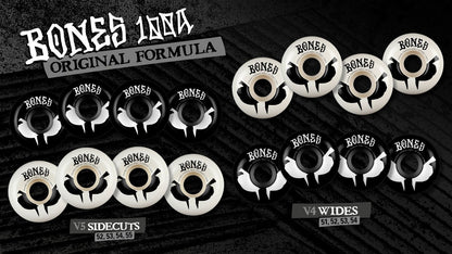 Bones 100s 17 Formula V4 Wide White Wheels - 52mm