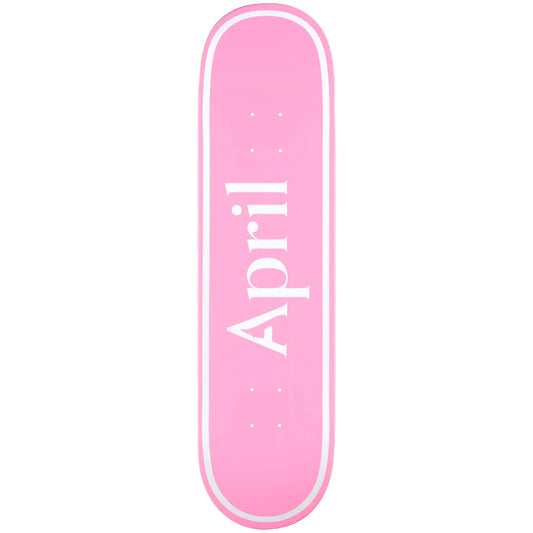 April OG Logo White Pink Skateboard Deck 8.25"
