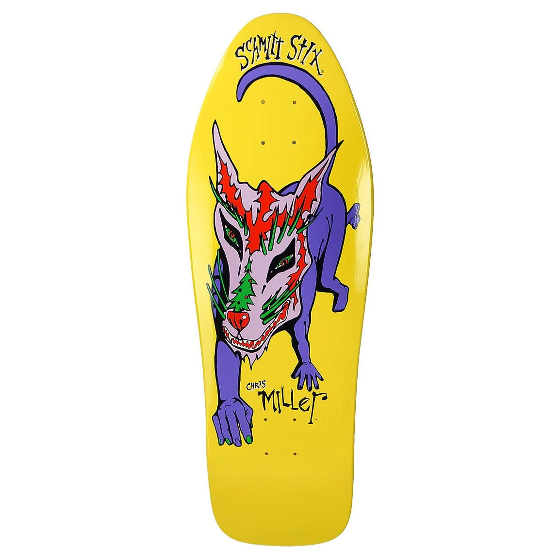 Schmitt Stix Chris Miller Modern Concave Old School Yellow Skateboard Deck 10"