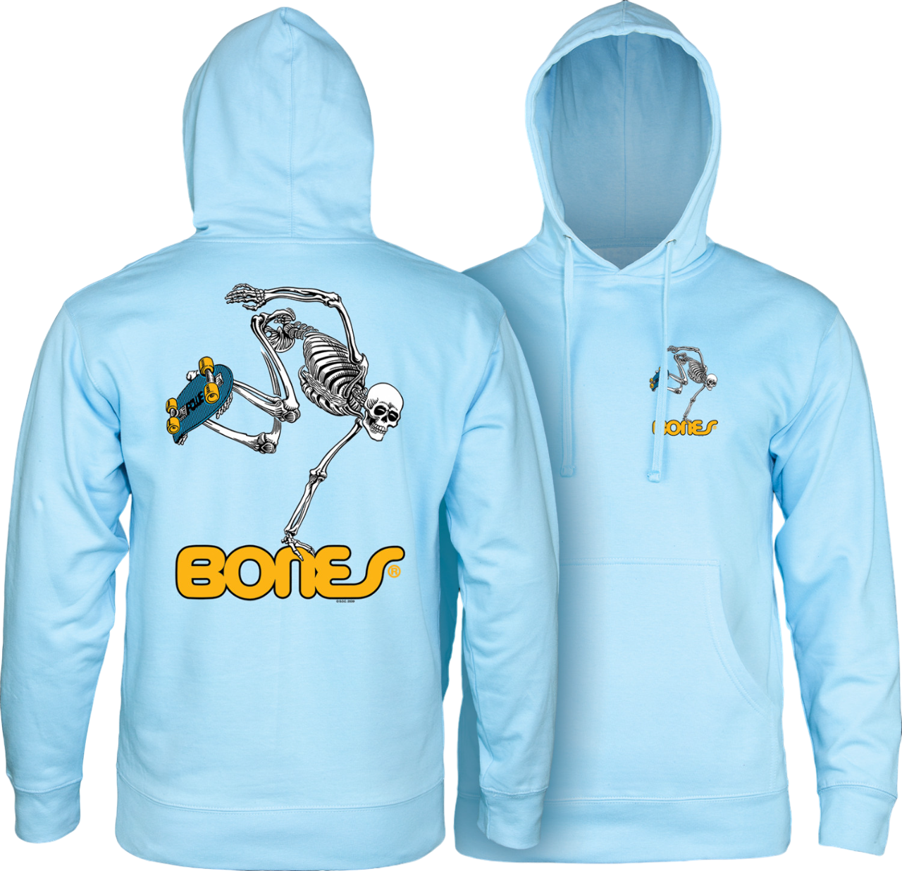 Powell Peralta Skate Skeleton Hooded Sweatshirt - Blue Aqua