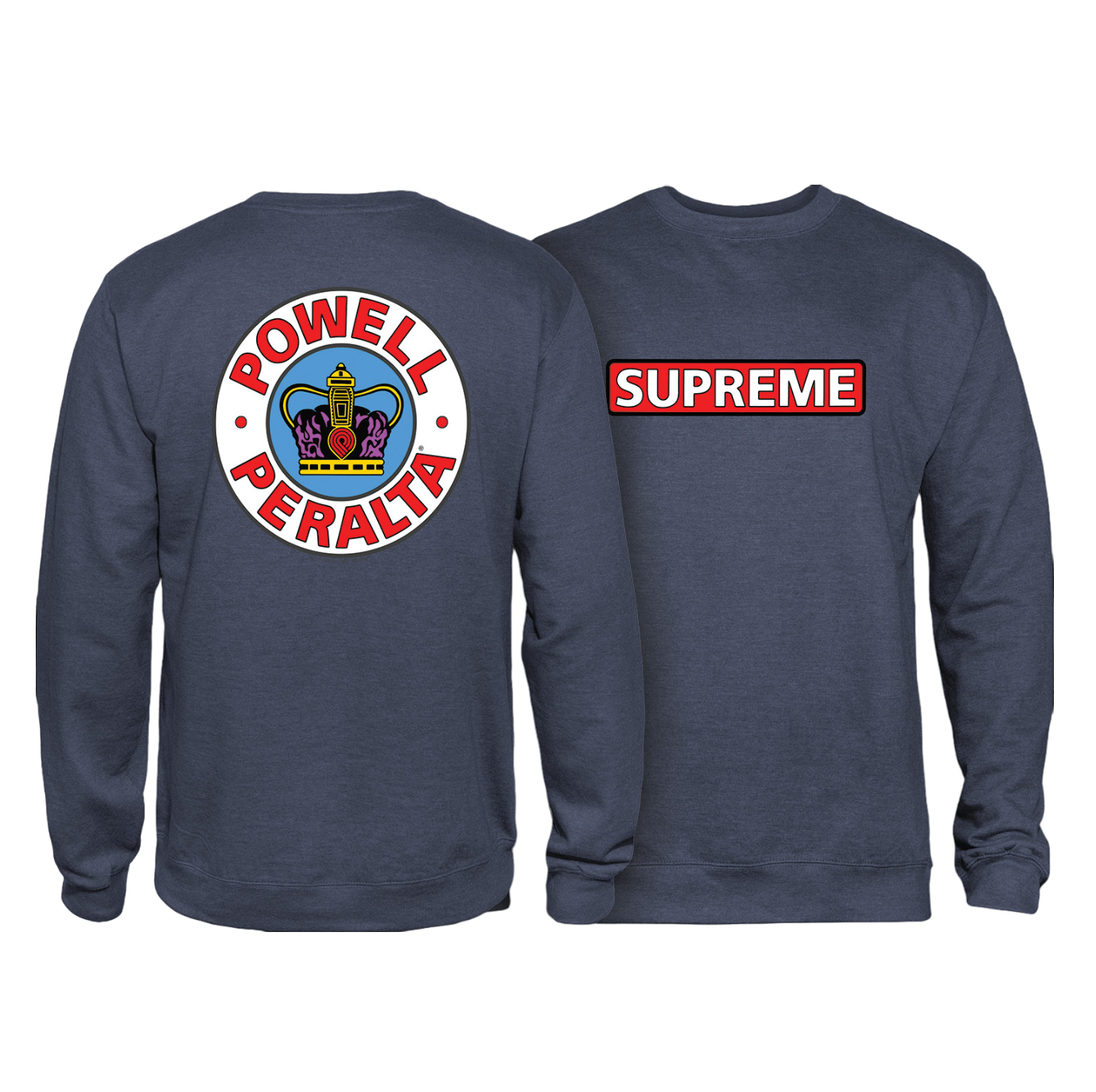 Powell Peralta Supreme Midweight Crewneck Sweatshirt - Navy Heather